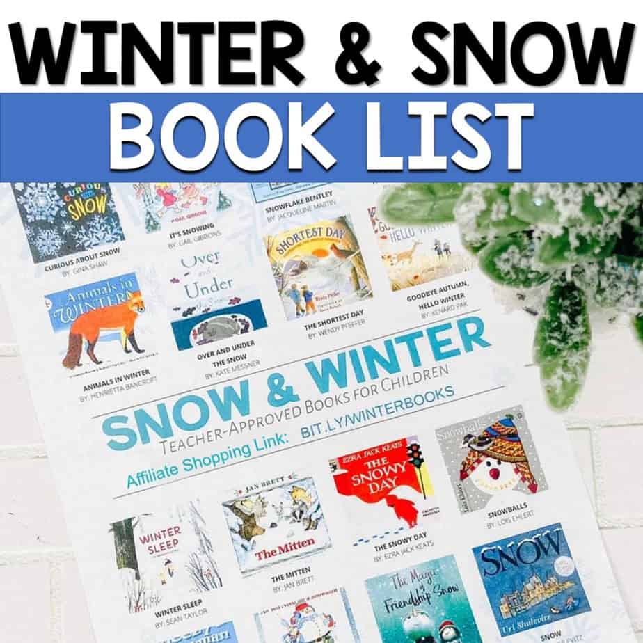 winter and snow free printable book list featured image | Just Reed &amp; Play