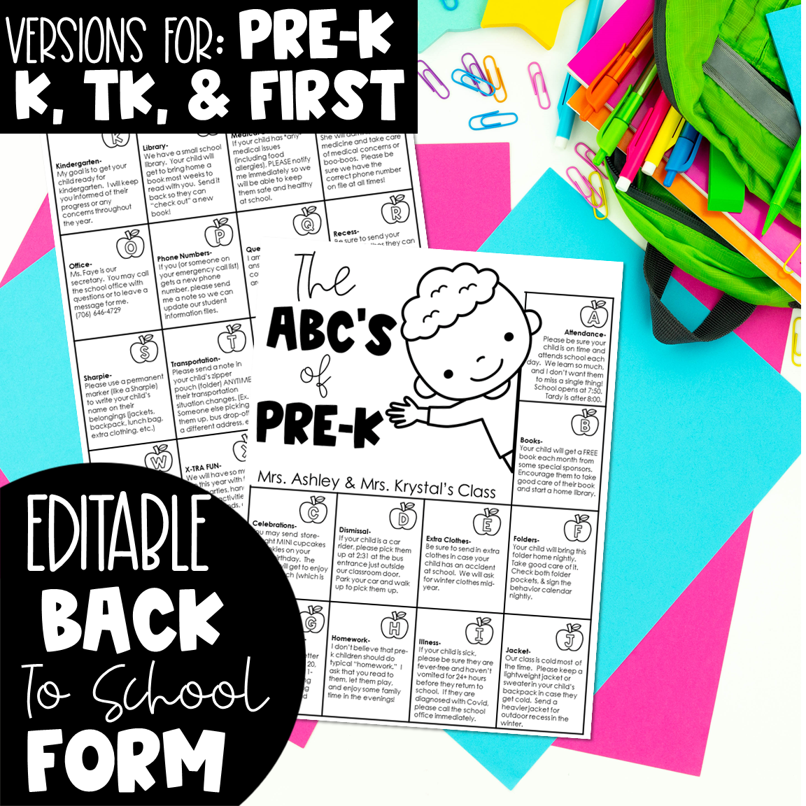 preschool and kindergarten back to school ideas for open house