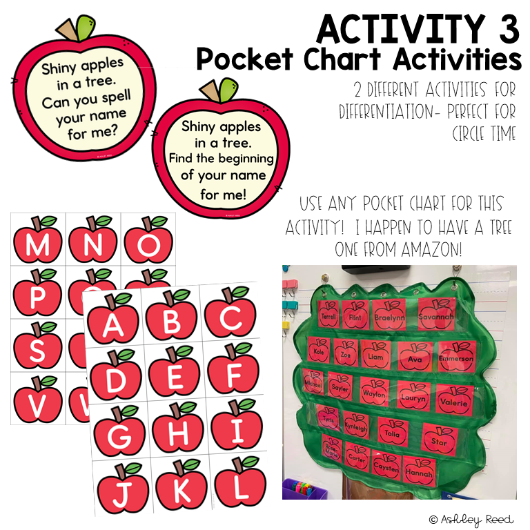 pocket chart preschool name activities for fall